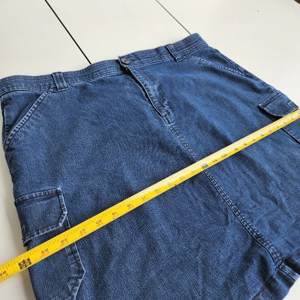 Riders by Lee Denim Jean Skirt Women's Blue Sz 18 Medium Cargo Pockets Stretch